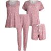 imageLucky Brand Womens Pajama Set  4 Piece Sleep Shirt Tank Top Pajama Pants Lounge Shorts SXLPink Floral