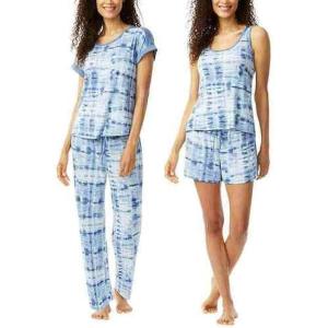 imageLucky Brand Womens Pajama Set  4 Piece Sleep Shirt Tank Top Pajama Pants Lounge Shorts SXLBlue