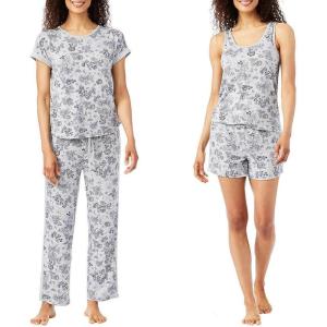 imageLucky Brand Womens Pajama Set  4 Piece Sleep Shirt Tank Top Pajama Pants Lounge Shorts SXLMini Denim Floral