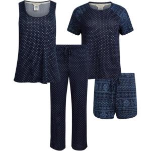 imageLucky Brand Womens Pajama Set  4 Piece Sleep Shirt Tank Top Pajama Pants Lounge Shorts SXLNavy Bandana