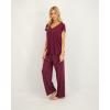 imageLucky Brand Womens Pajama Set  2 Piece Henley Sleep Shirt and Lounge Pants  Silky Soft Sleepwear for WomenGrape VineMaroon