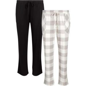 imageLucky Brand Womens 2 Pack Pajama Pants  Hacci Sleep and Lounge Bottoms with PocketsWhiteBlack