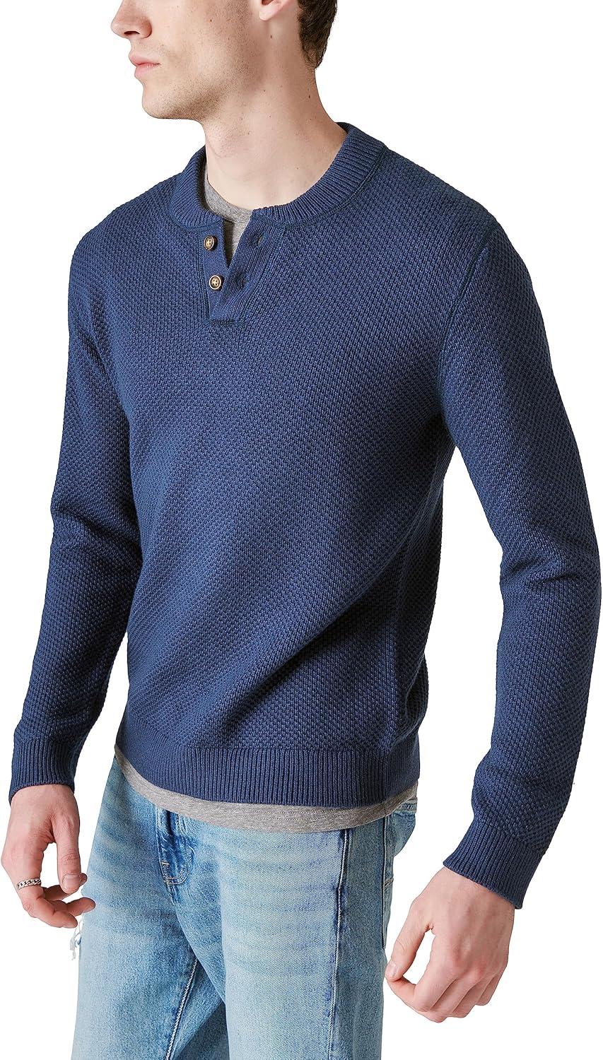 imageLucky Brand Mens Lucky Brand Mens Cloud Soft Henley SweaterDark Denim