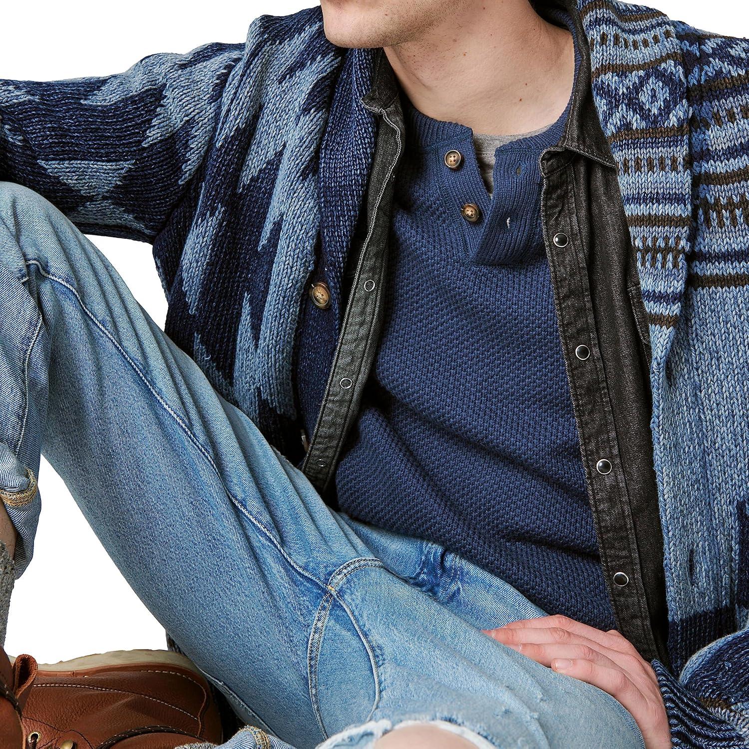 imageLucky Brand Mens Lucky Brand Mens Cloud Soft Henley SweaterDark Denim