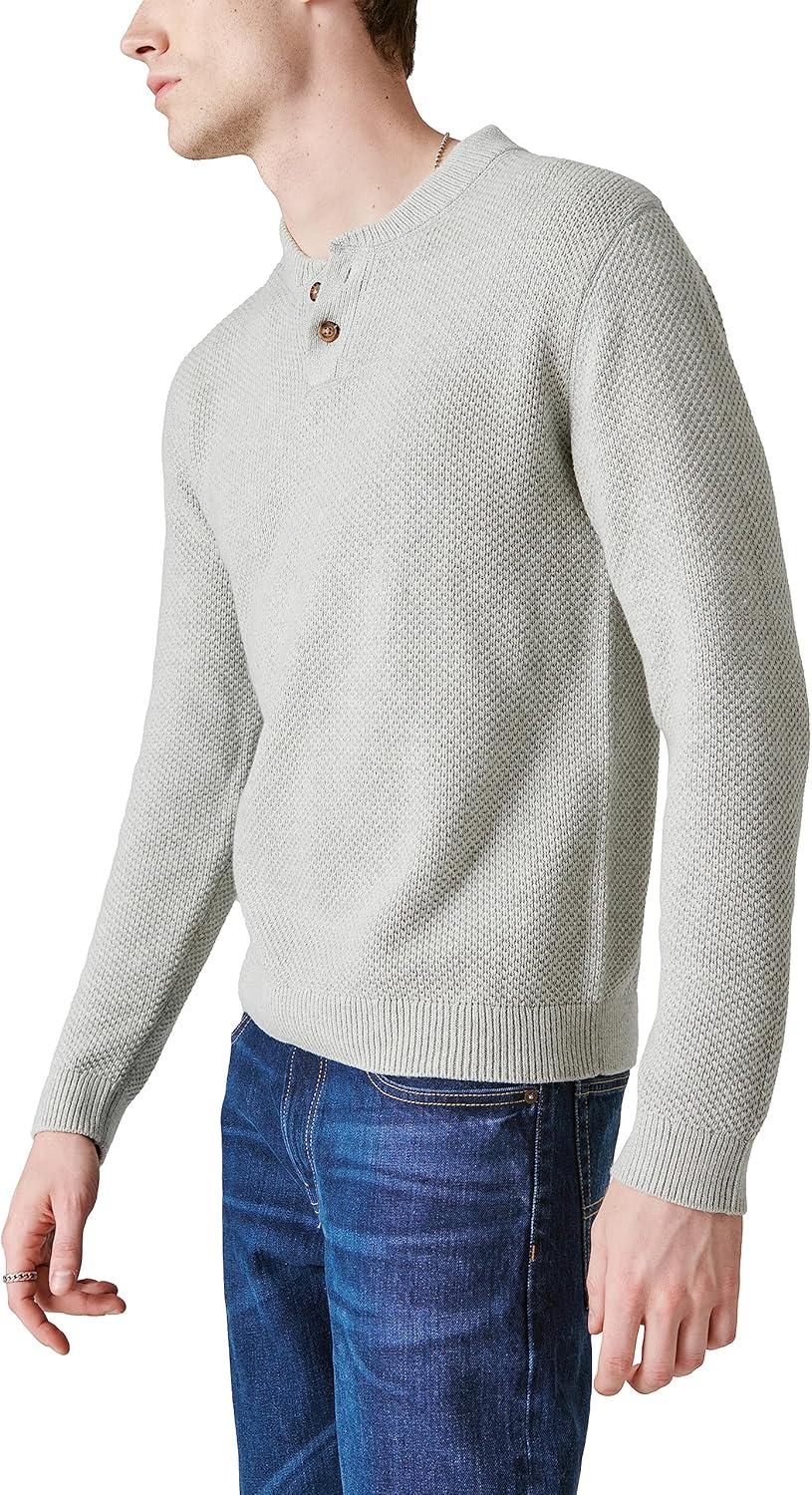 imageLucky Brand Mens Lucky Brand Mens Cloud Soft Henley SweaterLight Heather Grey