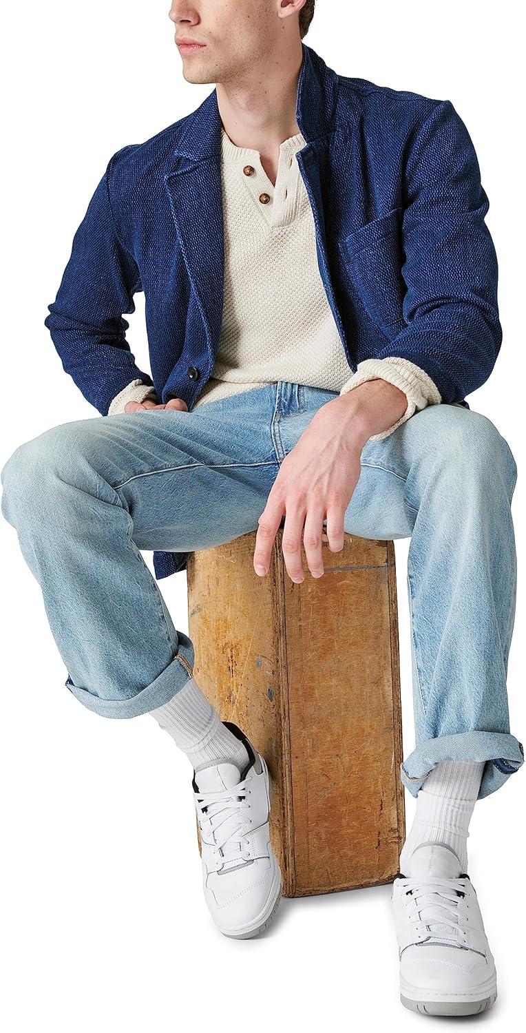 imageLucky Brand Mens Lucky Brand Mens Cloud Soft Henley SweaterStraw Heather