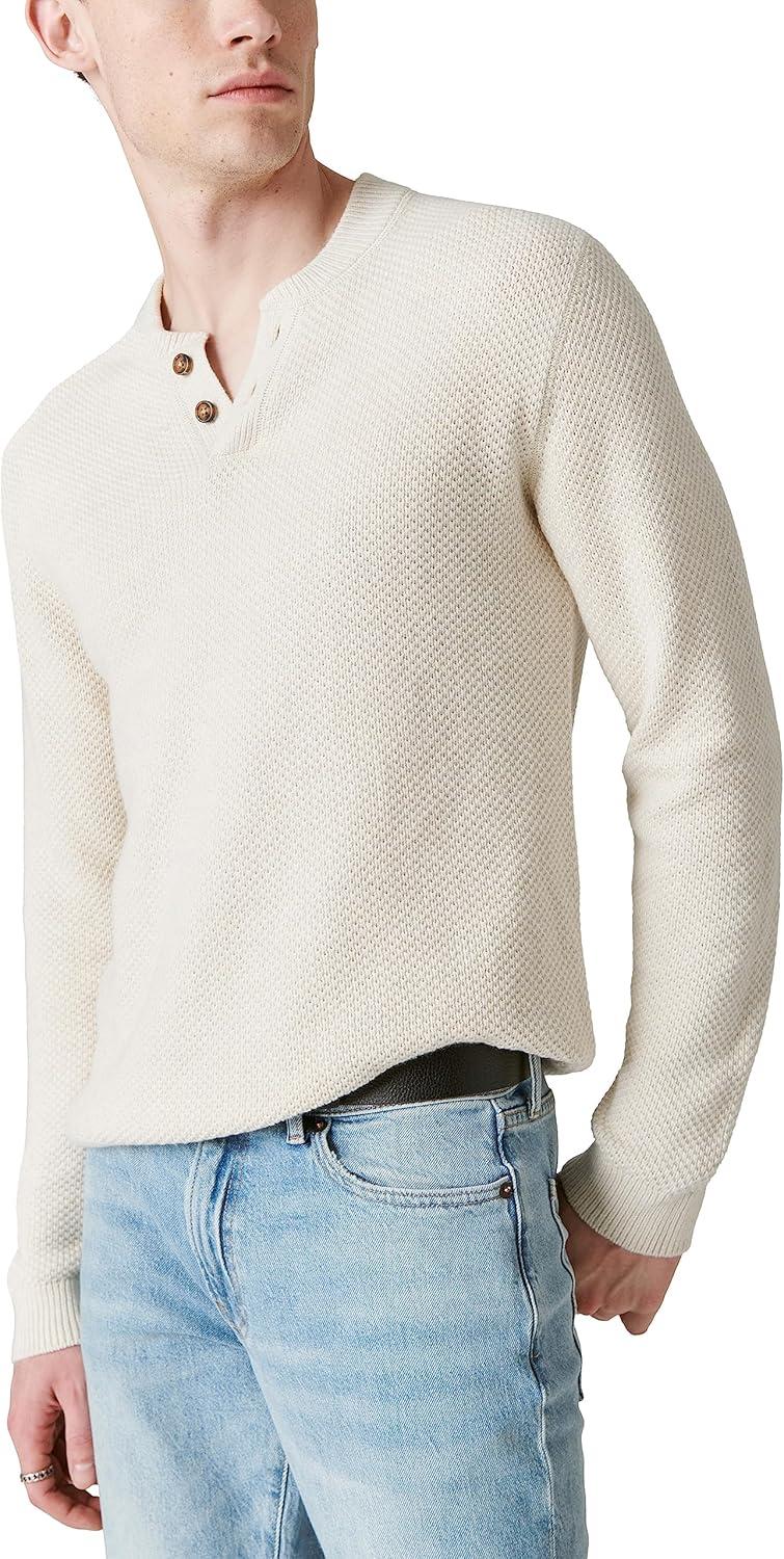 imageLucky Brand Mens Lucky Brand Mens Cloud Soft Henley SweaterStraw Heather