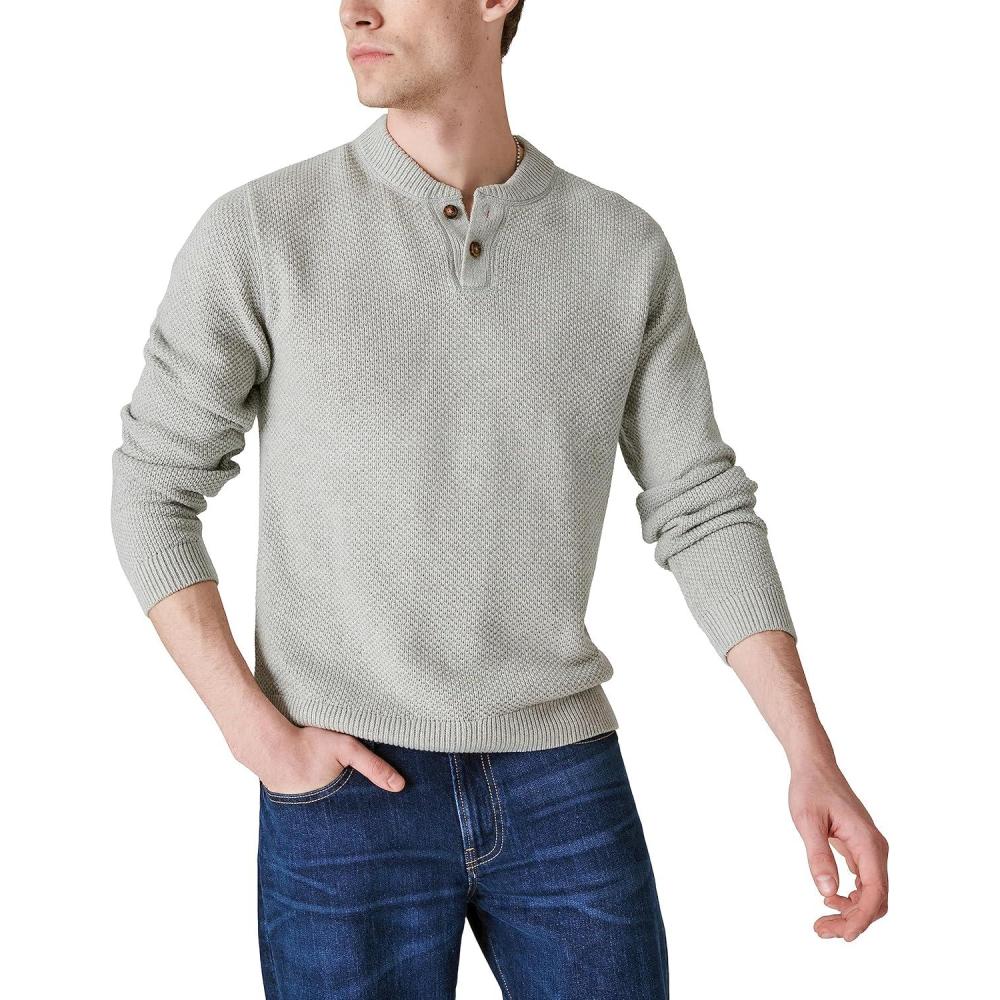 imageLucky Brand Mens Lucky Brand Mens Cloud Soft Henley SweaterLight Heather Grey