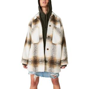imageLucky Brand womens Lucky Brand Womens Oversized Plaid Shirt JacketCream Plaid