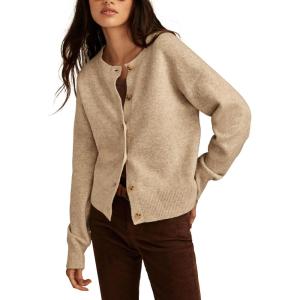 imageLucky Brand Womens Cloudsoft Crew Neck CardiganOatmeal Heather