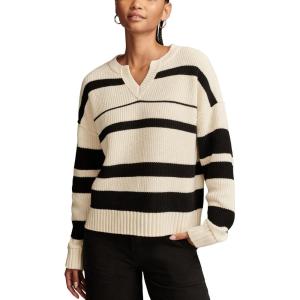 imageLucky Brand Womens Notch Neck PulloverTofuBlack Stripe