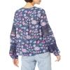 imageLucky Brand Womens Long Sleeve Tie Neck Lace Inset Boho BlouseNavy Multi