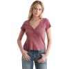 imageLucky Brand Womens Short Sleeve VNeck Pointelle Henley TopCrushed Berry