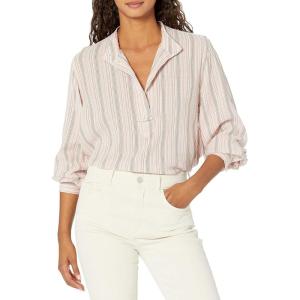 imageLucky Brand Womens Long Sleeve Button Neck Stripe Popover Top