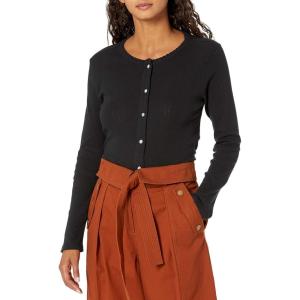 imageLucky Brand Womens Long Sleeve Button Up Pointelle CardiganJet Black