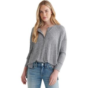 imageLucky Brand Womens Long Sleeve Rib Soft Henley TopMedium Heather Grey
