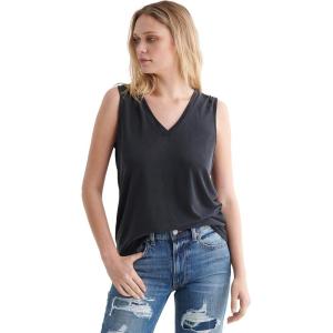 imageLucky Brand Womens Sleeveless VNeck Cutwork Tank TopJet Black