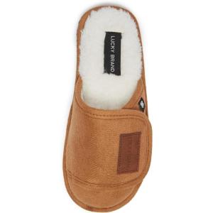imageLucky Brand Boys Slippers  Fuzzy Non Slip Memory Foam House Slippers for Kids  Plush Soft Rubber Sole Bedroom ShoesTan