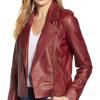 imageLucky Brand Womens Long Sleeve Notched Lapel Leather Moto JacketRhubarb