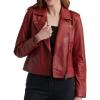 imageLucky Brand Womens Long Sleeve Notched Lapel Leather Moto JacketRhubarb