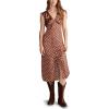 imageLucky Brand Womens Satin Button Through Midi DressMaroon Dot