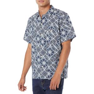 imageLucky Brand Mens Short Sleeve Button Up Club Collar ShirtBlue