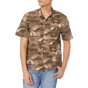 imageLucky Brand Mens Short Sleeve Button Up Club Collar ShirtGreen Print