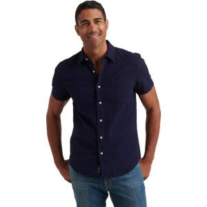 imageLucky Brand Mens Short Sleeve Button Up One Pocket San Gabriel ShirtEvening Blue