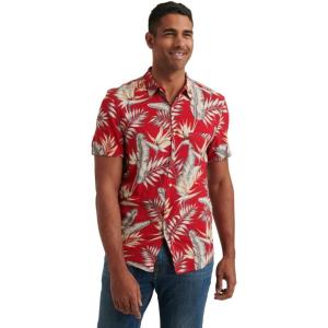 imageLucky Brand Mens Short Sleeve Button Up One Pocket San Gabriel ShirtRed Print