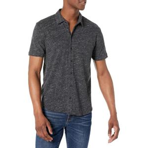 imageLucky Brand Mens Short Sleeve Linen Button Up ShirtBlack