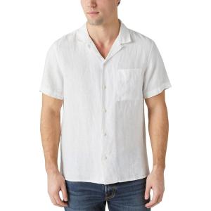 imageLucky Brand Mens Short Sleeve Linen Button Up ShirtBright White