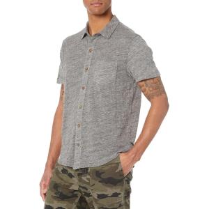 imageLucky Brand Mens Short Sleeve Linen Button Up ShirtHeather GreyGrey
