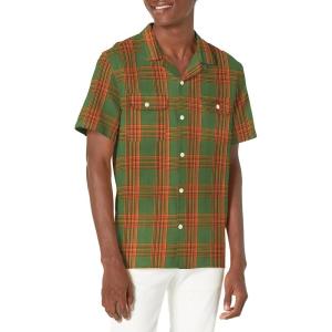imageLucky Brand Mens Short Sleeve Plaid Button Up Auto ShirtGreen Plaid