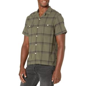 imageLucky Brand Mens Short Sleeve Plaid Button Up Auto ShirtOlive Plaid