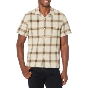 imageLucky Brand Mens Short Sleeve Plaid Button Up Auto ShirtTan Plaid