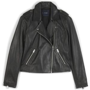imageLucky Brand Womens Long Sleeve Notched Lapel Leather Moto JacketLucky Black