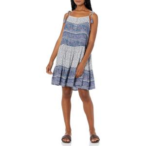 imageLucky Brand Womens Mixed Print Tie Sleeve Tiered DressIndigo Multi