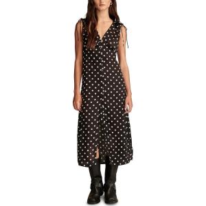 imageLucky Brand Womens Satin Button Through Midi DressBlack Dot