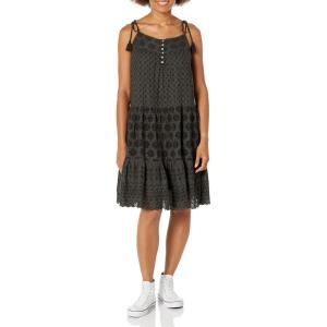imageLucky Brand Womens Tie Sleeve Tiered Eyelet DressWashed Black