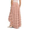 imageLucky Brand Womens Tulle Ruffle Maxi SkirtBlush Pink
