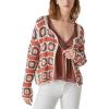 imageLucky Brand Womens Geo Crochet CardiganSlate Rose Multi