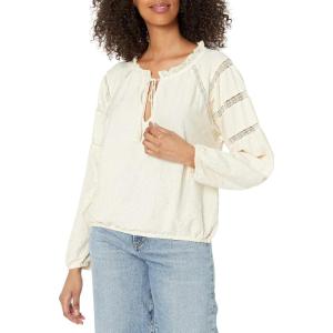 imageLucky Brand Womens Long Sleeve Embroidered Knit TopWhitecap Gray