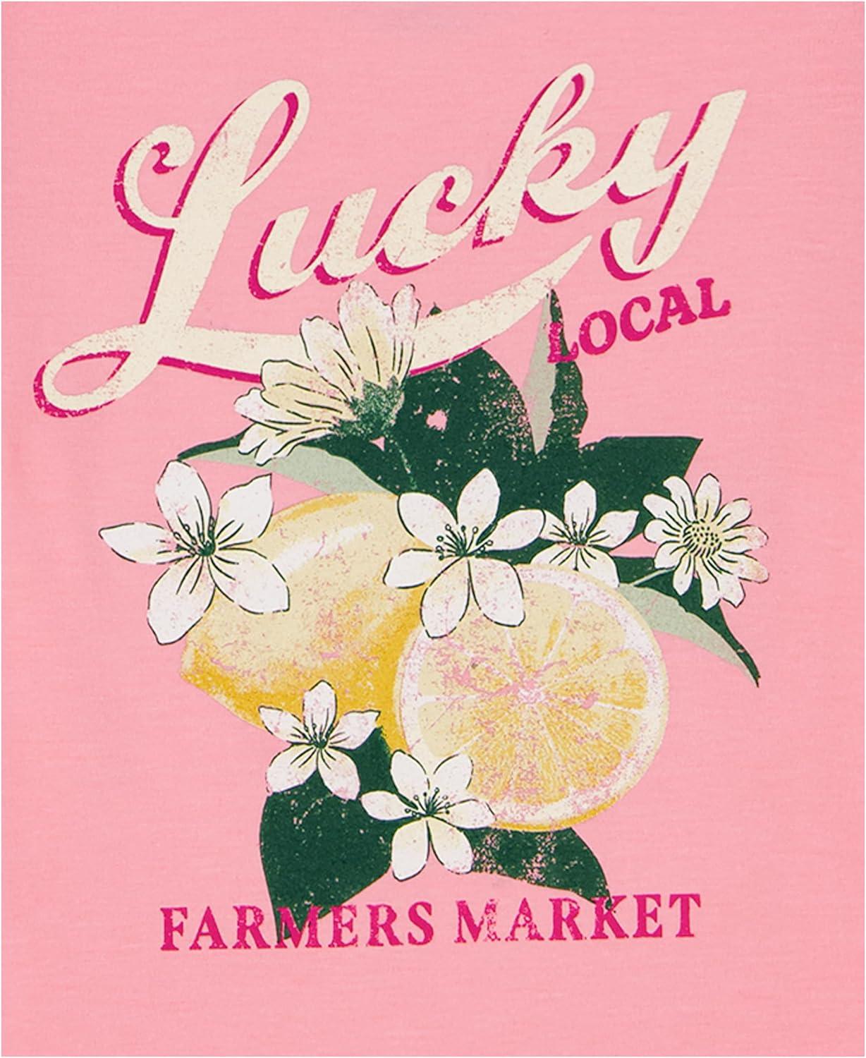 imageLucky Brand Girls Short Sleeve Graphic TShirt Tagless Cotton Tee with Fun DesignsPeony Local Lemons