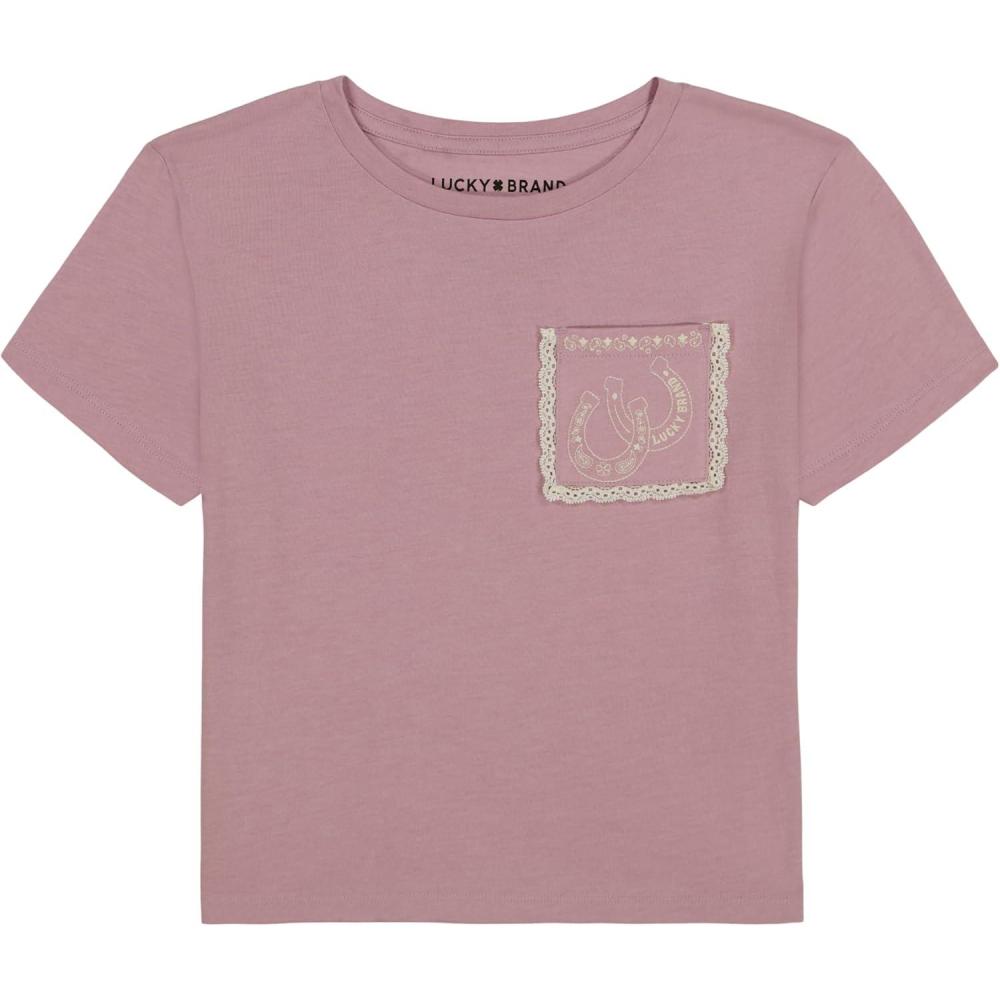 imageLucky Brand Girls Short Sleeve Graphic TShirt Tagless Cotton Tee with Fun DesignsHoreseshoe Pocket