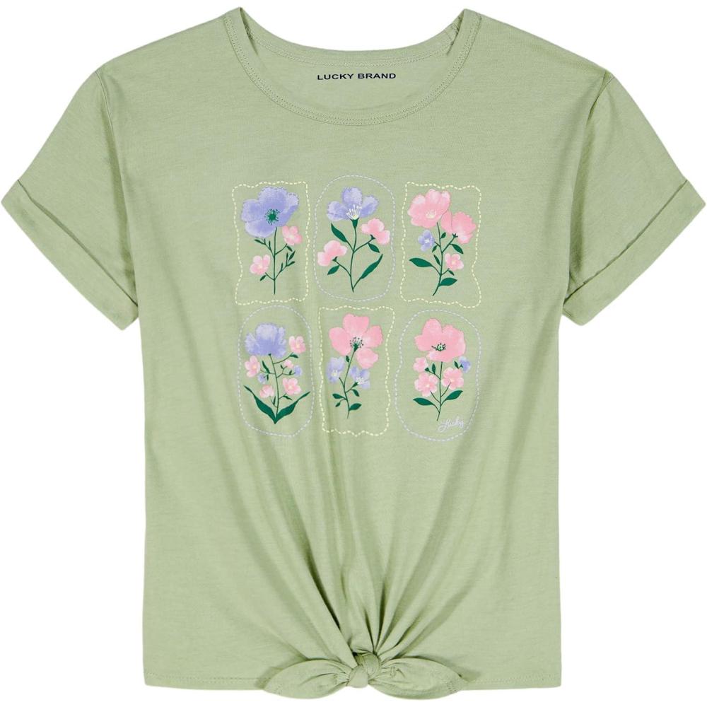 imageLucky Brand Girls Short Sleeve Graphic TShirt Tagless Cotton Tee with Fun DesignsSwamp Floral Stamp