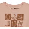imageLucky Brand Girls Short Sleeve Graphic TShirt Tagless Cotton Tee with Fun DesignsCheckered Peach Whip
