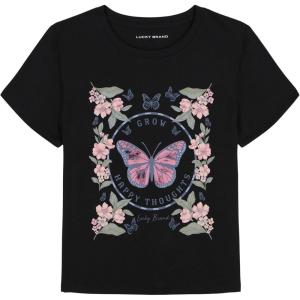 imageLucky Brand Girls Short Sleeve Graphic TShirt Tagless Cotton Tee with Fun DesignsHappy Thoughts