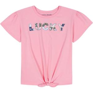 imageLucky Brand Girls Short Sleeve Graphic TShirt Tagless Cotton Tee with Fun DesignsPatchwork Peony