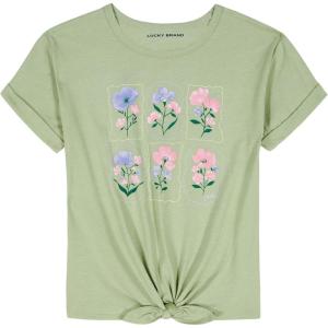 imageLucky Brand Girls Short Sleeve Graphic TShirt Tagless Cotton Tee with Fun DesignsSwamp Floral Stamp