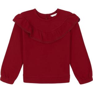 imageLucky Brand Pullover Fleece Crewneck SweatshirtRed Ruffle